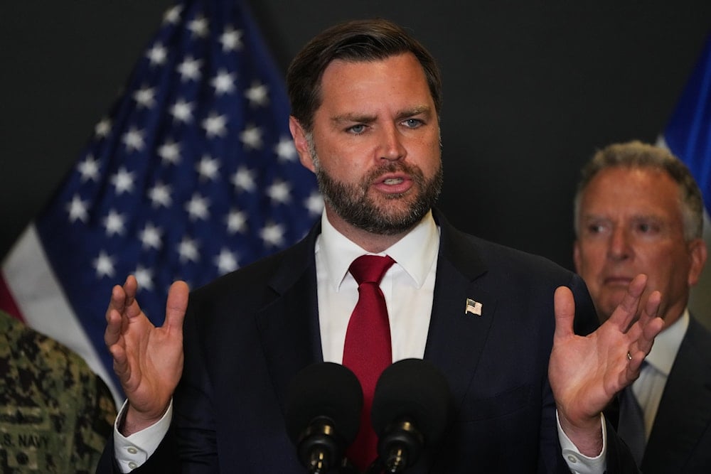 U.S. Vice President JD Vance speak to the media as U.S. Special Envoy to the Middle East Steve Witkoff looks on, in Kiryat Gat, Israel, Tuesday, Oct. 21, 2025 (AP)