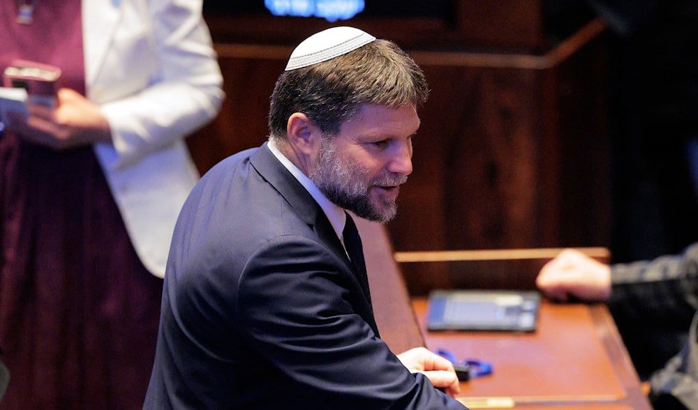 Israeli politician Bezalel Smotrich is seen inside the Knesset before President Donald Trump arrives to deliver remarks, Monday, Oct. 13, 2025, in al-Quds(AP)