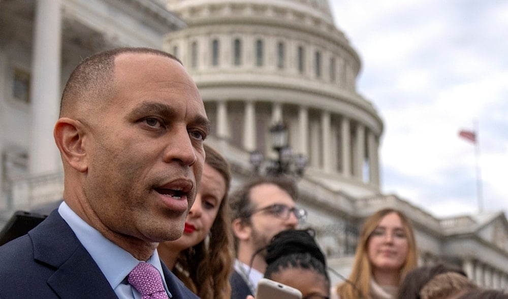 House Minority Leader Hakeem Jeffries of N.Y., speaks to reporters on the steps of the Capitol at the Capitol in Washington, Oct. 17, 2023. (AP)