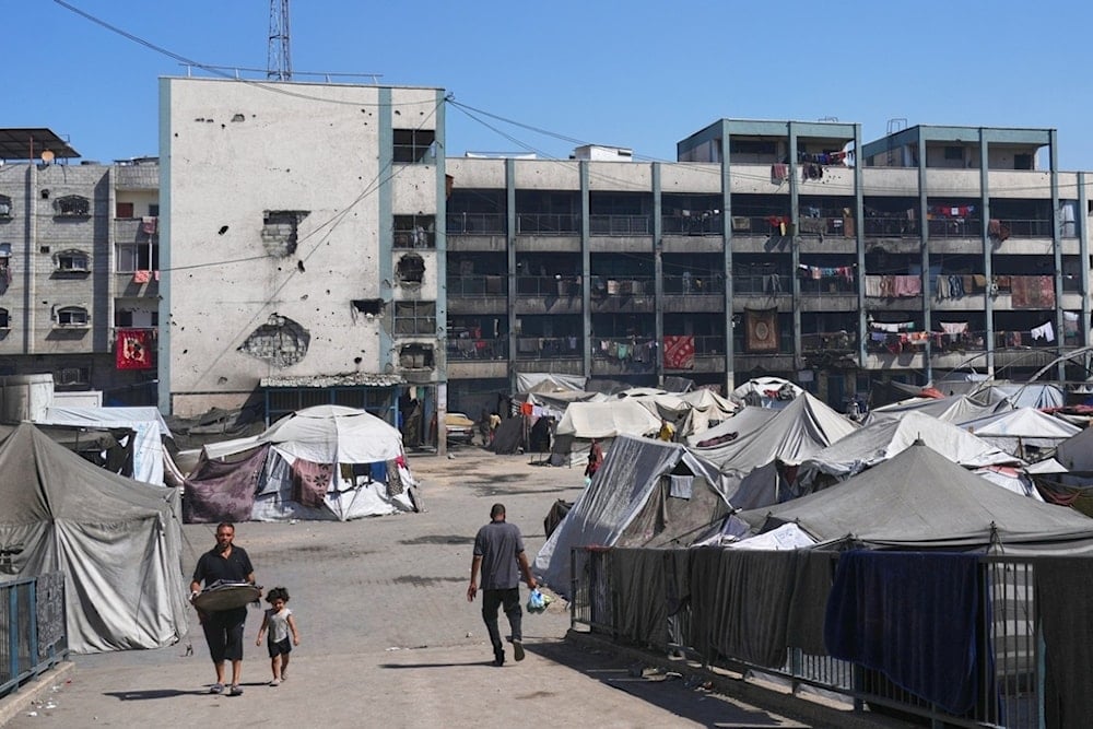 Tents are seen at UN school used as a shelter for displaced Palestinians in Khan Younis, Tuesday, September 30, 2025. (AP Photo/Jehad Alshrafi)