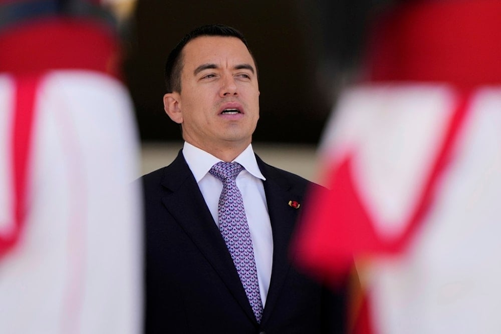 Ecuador's President Daniel Noboa arrives at Planalto presidential palace in Brasilia, Brazil, Monday, Aug. 18, 2025. (AP Photo/Eraldo Peres)