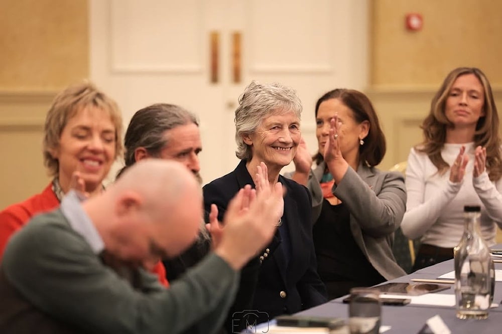 Irish Presidential Candidate Catherine Connolly at the Galway Bay Hotel during a rally in Galway, Ireland, October 24, 2025 (Catherine Connolly Instagram)
