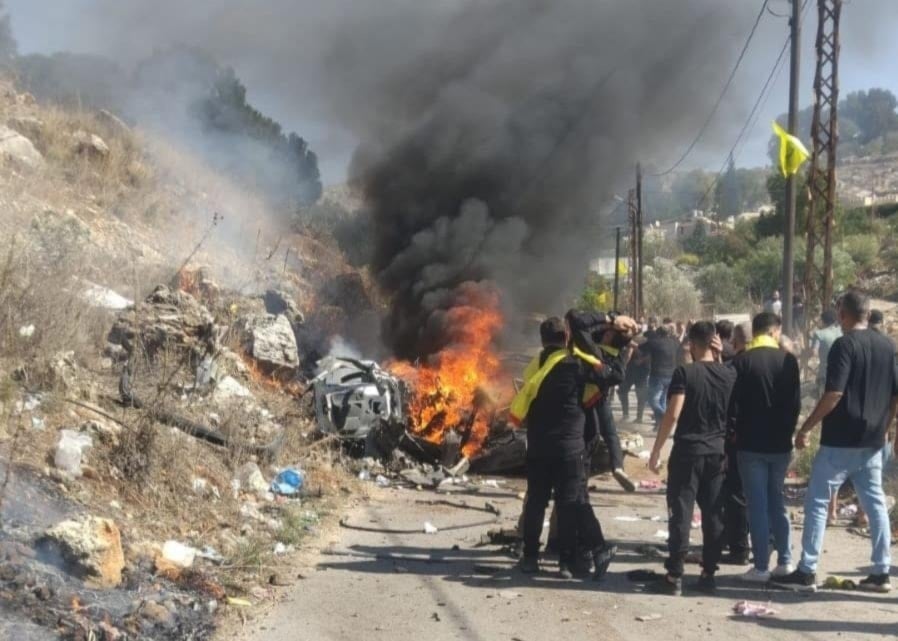 One person was martyred and another wounded in an Israeli airstrike on the town of Harouf in the Nabatieh district, southern Lebanon. (social media)