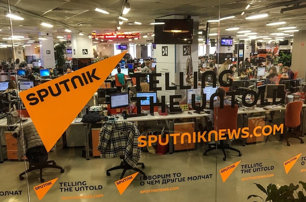 A view shows the main newsroom of Sputnik news in Moscow, Russia, on April 27, 2018. (Mladen Antonov / AFP via Getty Images)