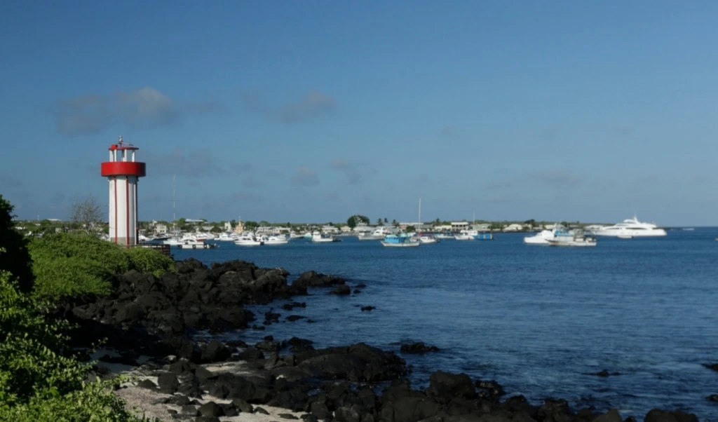 The Mann beach lighthouse stands next to Naufragio Bay in San Cristobal, Galapagos Islands, Ecuador, May 2, 2020. (AP) The Mann beach lighthouse stands next to Naufragio Bay in San Cristobal, Galapagos Islands, Ecuador, May 2, 2020. (AP)