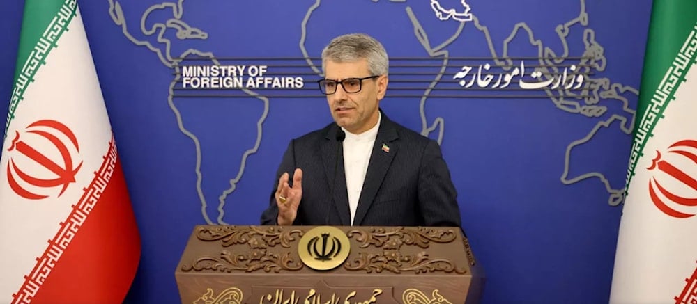 File photo of Iranian Foreign Ministry spokesman Esmaeil Baghaei taken in Tehran on October 28, 2024. (AFP)