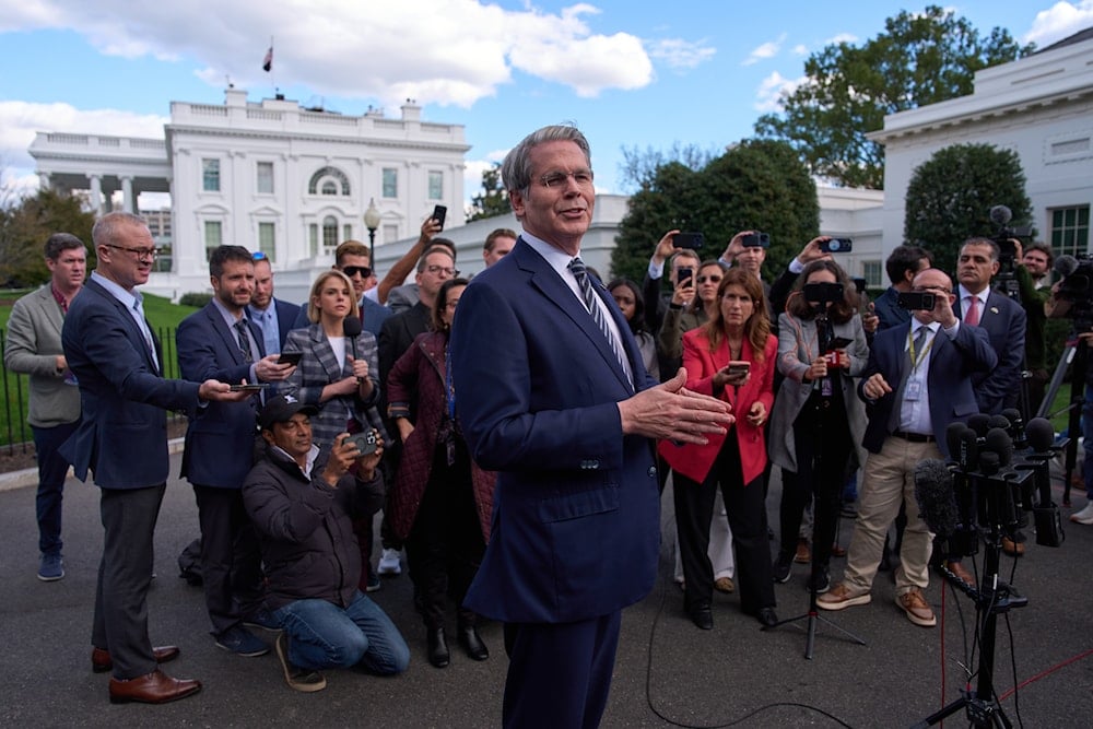 Treasury Secretary Scott Bessent speaks with reporters at the White House, Wednesday, Oct. 22, 2025, in Washington (AP)