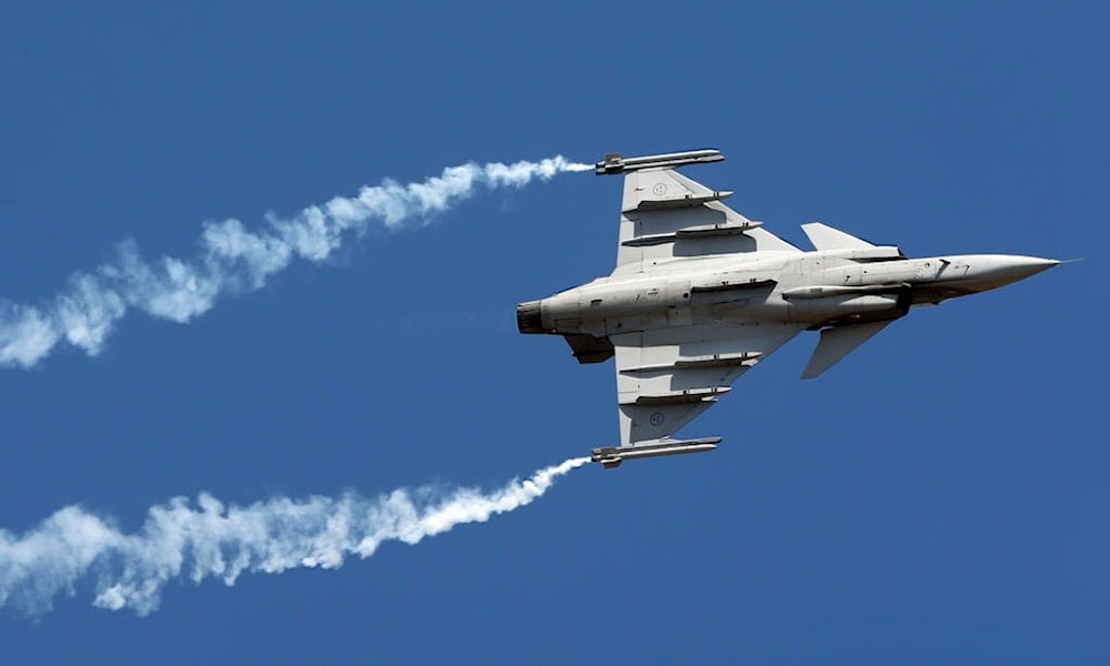 Gripen, a Swedish fighter aircraft, performs on the second day of Aero India 2017 at Yelahanka air base in Bangalore, India, Wednesday, Feb. 15, 2017. (AP)