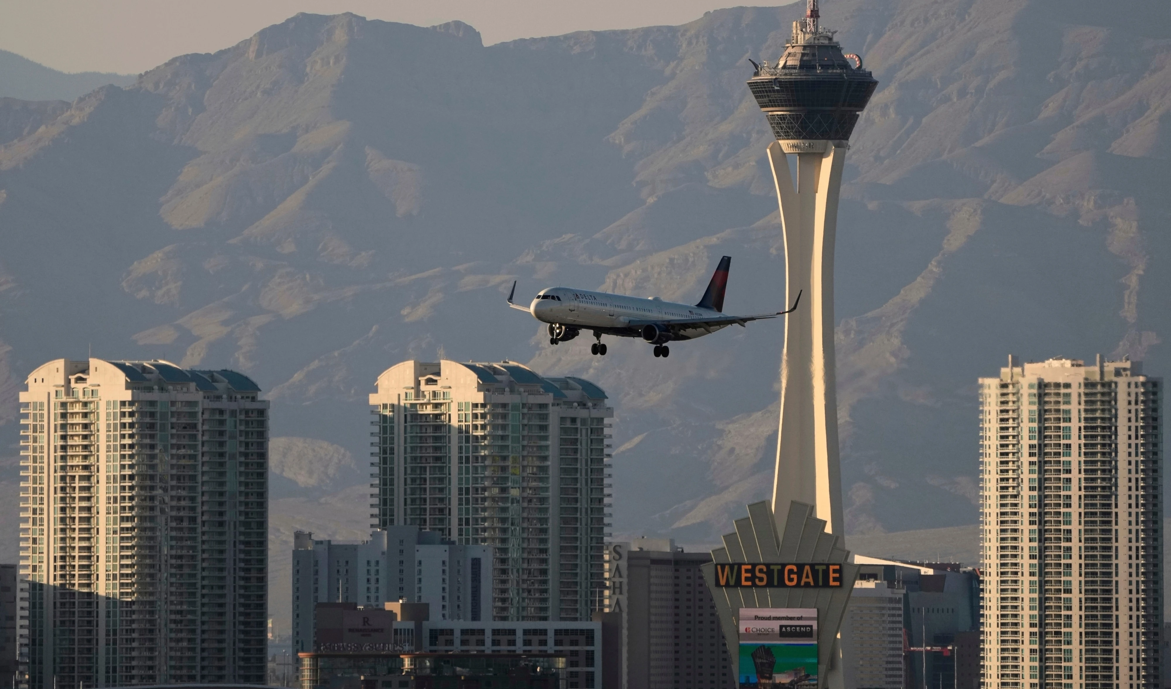 Delta Air Lines flight lands at Harry Reid International Airport, Wednesday, April 9, 2025, in Las Vegas (AP) Delta Air Lines flight lands at Harry Reid International Airport, Wednesday, April 9, 2025, in Las Vegas (AP)