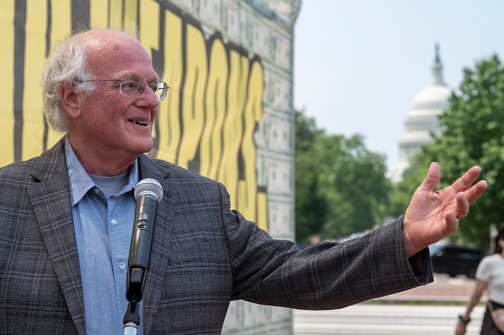 Ben Cohen, co-founder of Ben & Jerry's, speaks at a news conference on the formation of 'Up In Arms', a campaign to spotllight wasteful Pentgon and military spending, on Capitol Hill in Washington, Thursday, June 12, 2025 (AP)