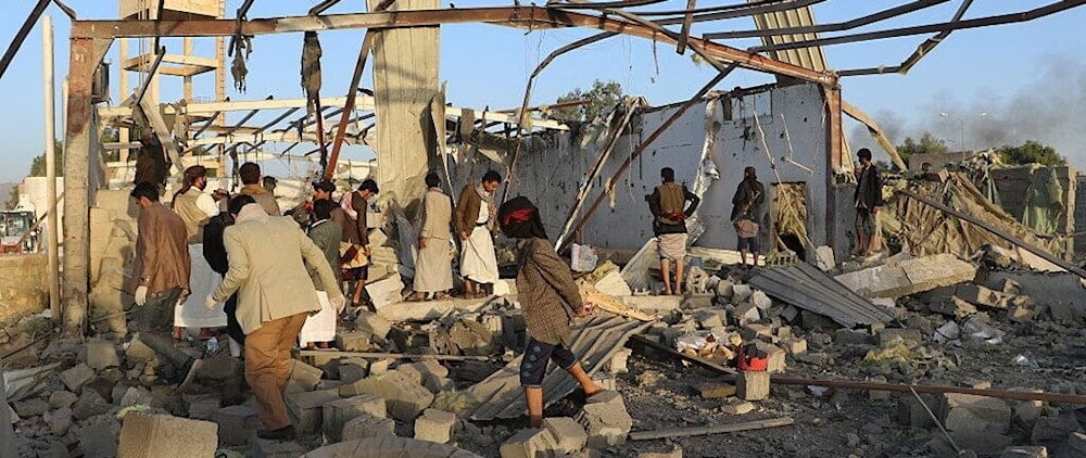 Aftermath of the US air strike on migrant detention centre in Yemen on April 28, 2025 (AFP via Getty Images)