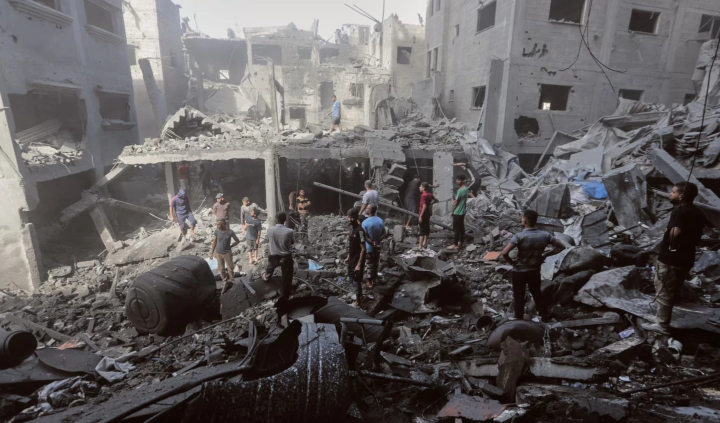 Palestinians inspect the rubble of a building, destroyed by an Israeli army strike at Al-Shati camp in Gaza City Wednesday, Oct. 29, 2025 (AP) Palestinians inspect the rubble of a building, destroyed by an Israeli army strike at Al-Shati camp in Gaza City Wednesday, Oct. 29, 2025 (AP)
