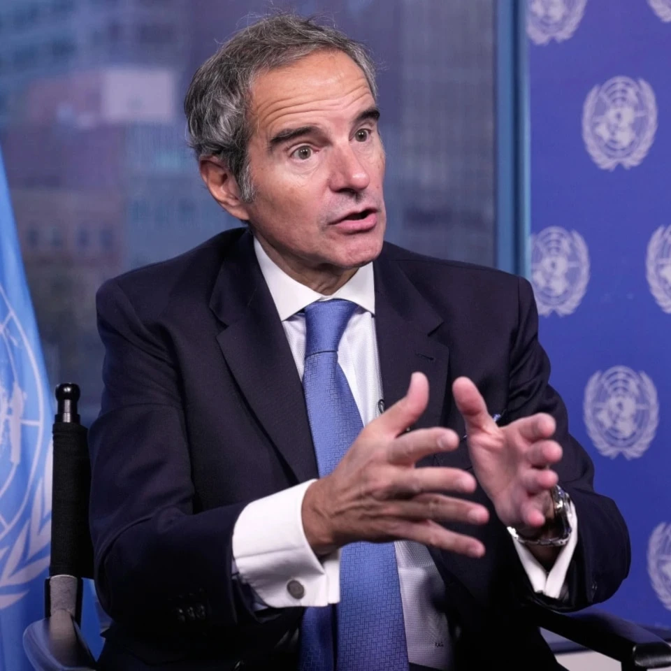 International Atomic Energy Agency Director General Rafael Grossi is interviewed at United Nations headquarters, Wednesday, Oct., 29, 2025 (AP)