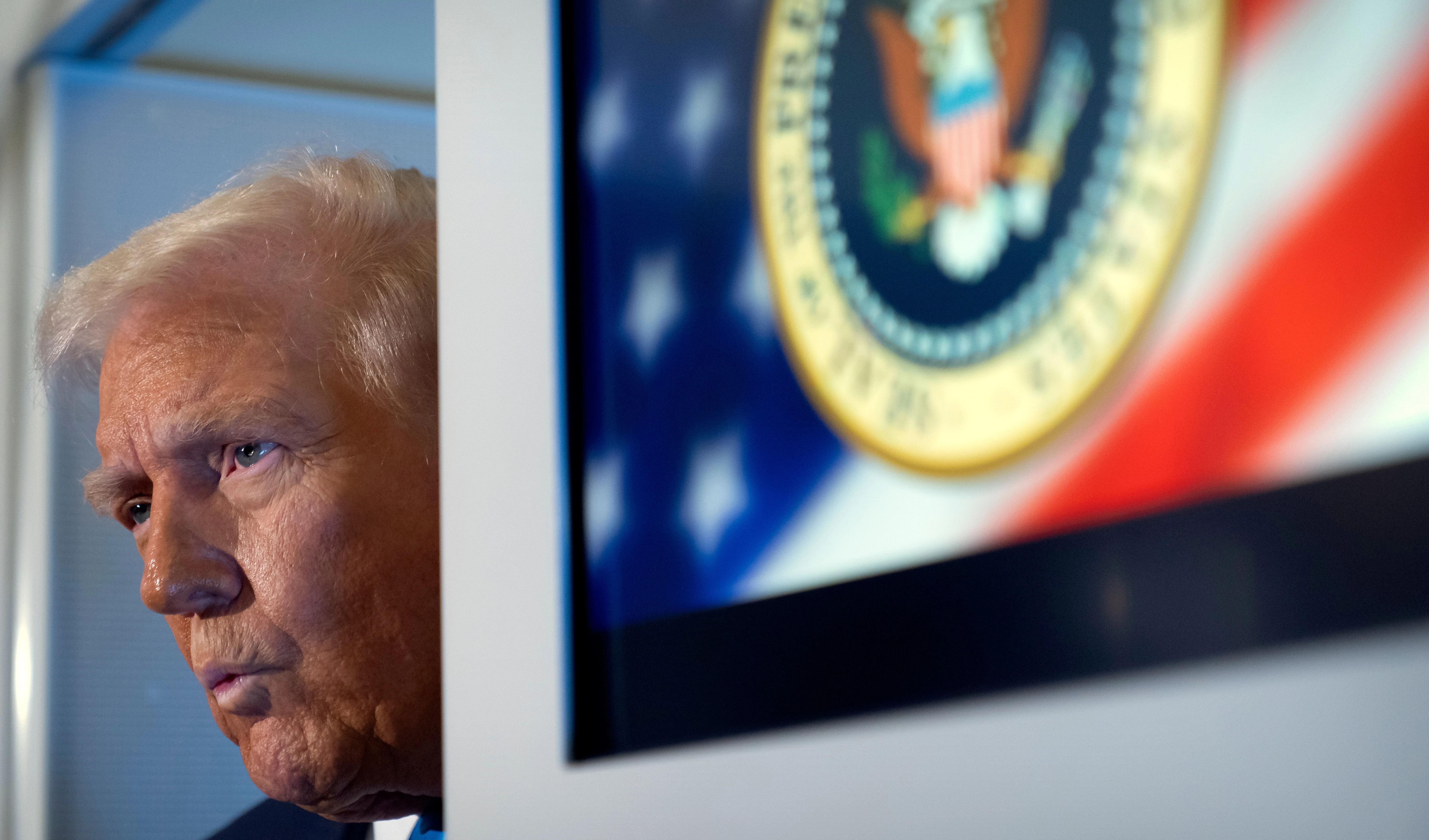 President Donald Trump speaks to reporters aboard Air Force One as he travels from Tokyo, Japan, to South Korea, on October 29, 2025. (AP Photo/Mark Schiefelbein) President Donald Trump speaks to reporters aboard Air Force One as he travels from Tokyo, Japan, to South Korea, on October 29, 2025. (AP Photo/Mark Schiefelbein)