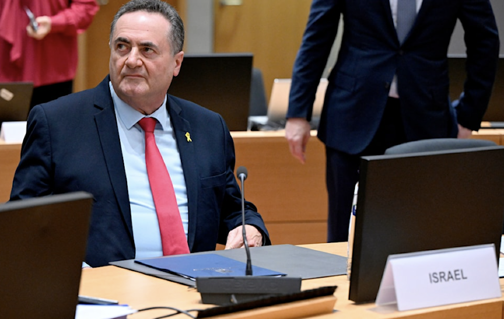 Israeli Security Minister Israel Katz waits for the start of a meeting of EU foreign ministers in Brussels on January 22, 2024. (AP)