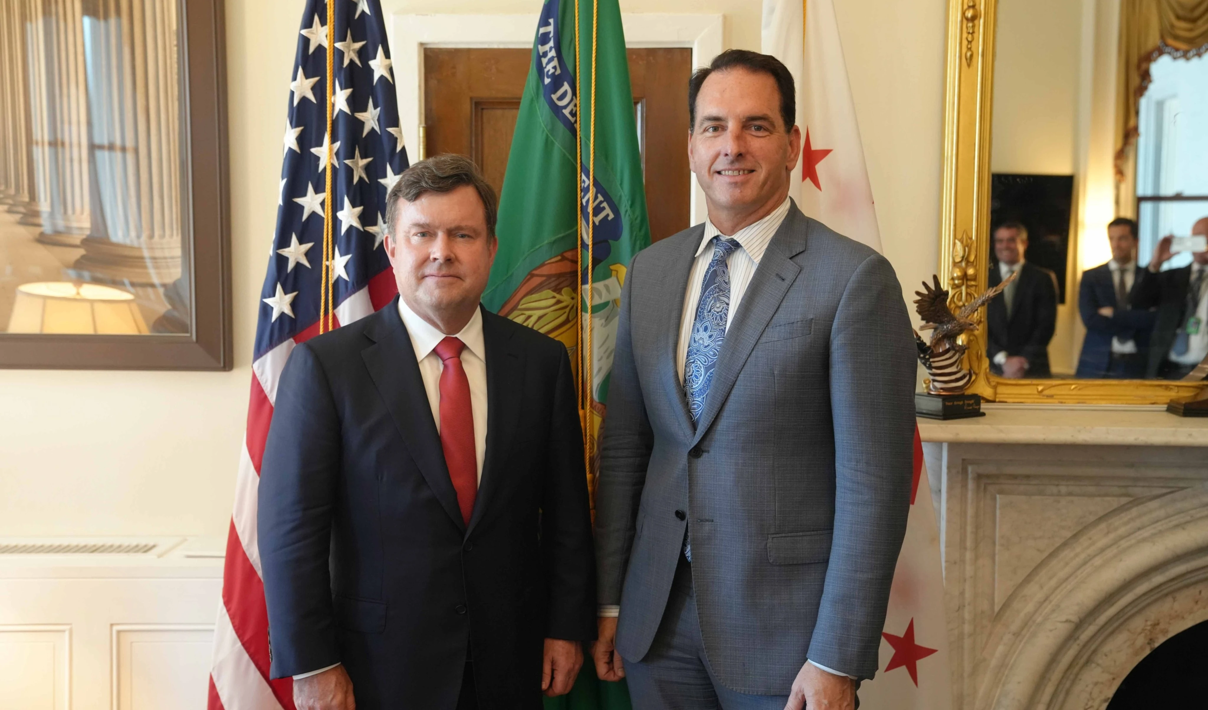 Michael Faulkender, deputy secretary of the treasury, and Under Secretary for Terrorism and Financial Intelligence John Hurley (Deputy Secretary of the Treasury on X) Michael Faulkender, deputy secretary of the treasury, and Under Secretary for Terrorism and Financial Intelligence John Hurley (Deputy Secretary of the Treasury on X)