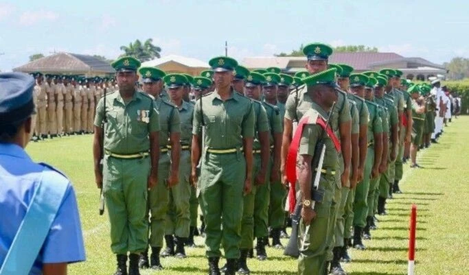Members of the Trinidad and Tobago Defence Force stand in formation during a readiness drill amid heightened regional security alerts. (Trinidad Defence Force photo) Members of the Trinidad and Tobago Defence Force stand in formation during a readiness drill amid heightened regional security alerts. (Trinidad Defence Force photo)