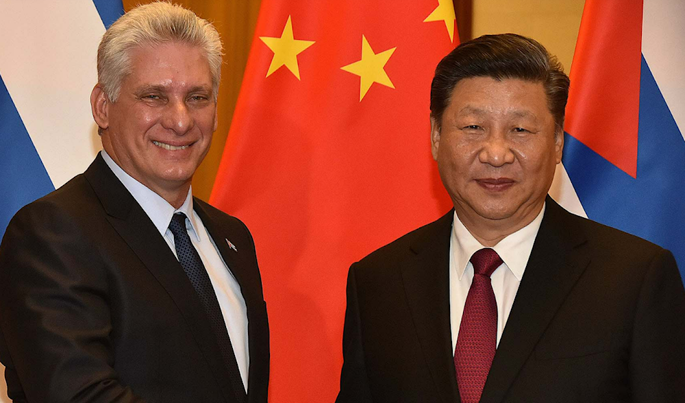China's President Xi Jinping with Cuba's President Miguel Díaz-Canel (Screengrab)