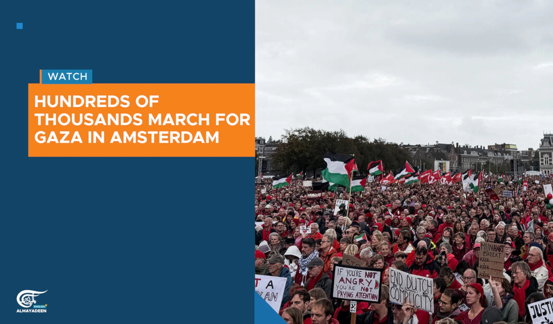 Hundreds of thousands march for Gaza in Amsterdam