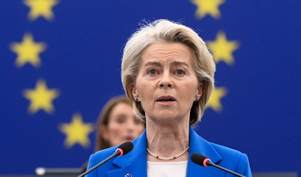 European Commission president Ursula von der Leyen speaks before a no-confidence vote against the European Commission, Monday, Oct. 6, 2025 at the European Parliament in Strasbourg, eastern France. (AP)