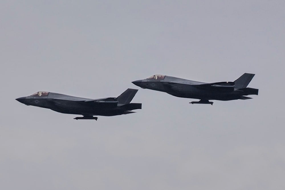 U.S. F-35 fighter jets fly over José Aponte de la Torre Airport in Ceiba, Puerto Rico, Friday, September 19, 2025. (AP Photo/Alejandro Granadillo)