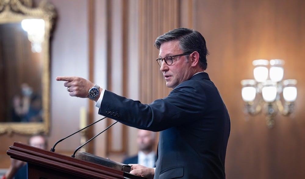 Speaker of the House Mike Johnson, R-La., holds a news conference to mark the seventh day of the government shutdown, at the Capitol in Washington, Tuesday, Oct. 7, 2025. (AP)