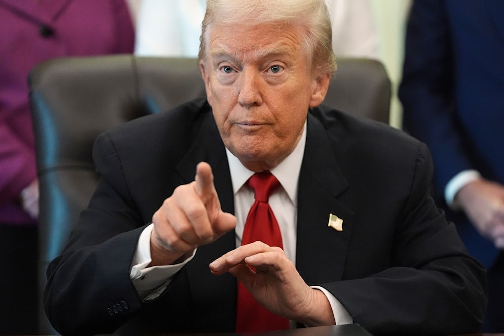 President Donald Trump speaks during an event about drug prices, Thursday, Nov. 6, 2025, in the Oval Office of the White House in Washington (AP)