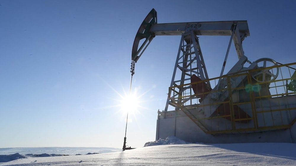 An oil pumpjack is seen in Almetyevsk District, Tatarstan, Russia, on November 03, 2022 (Maksim Bogodvid/Sputnik)