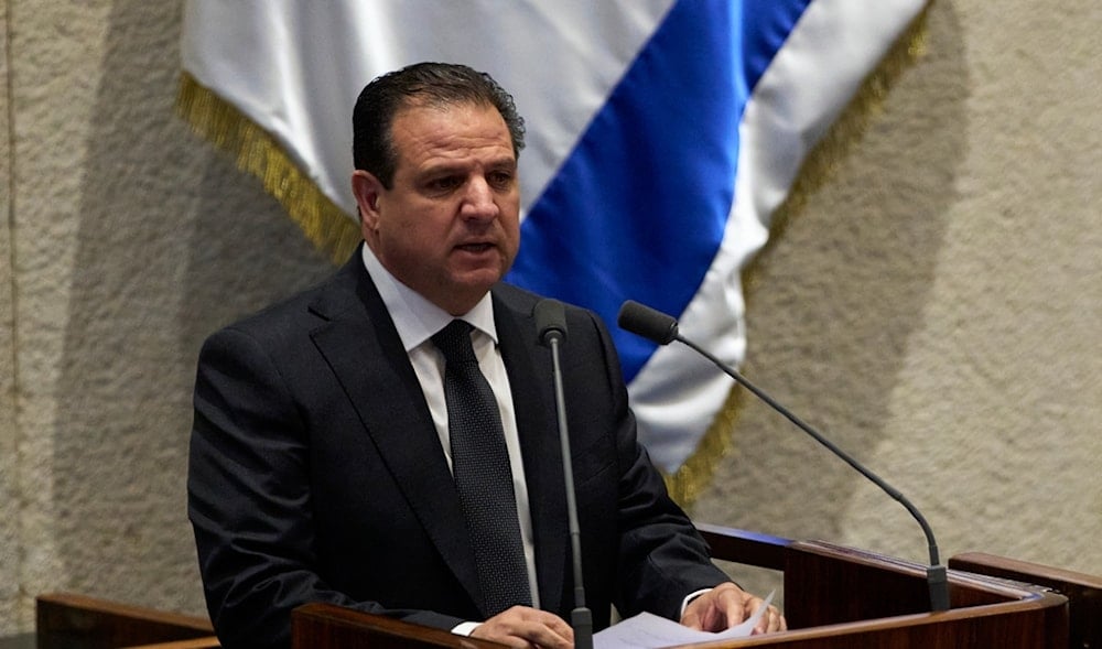 MK Ayman Odeh speaks at the Knesset in occupied al-Quds, Monday, July 14, 2025. (AP)