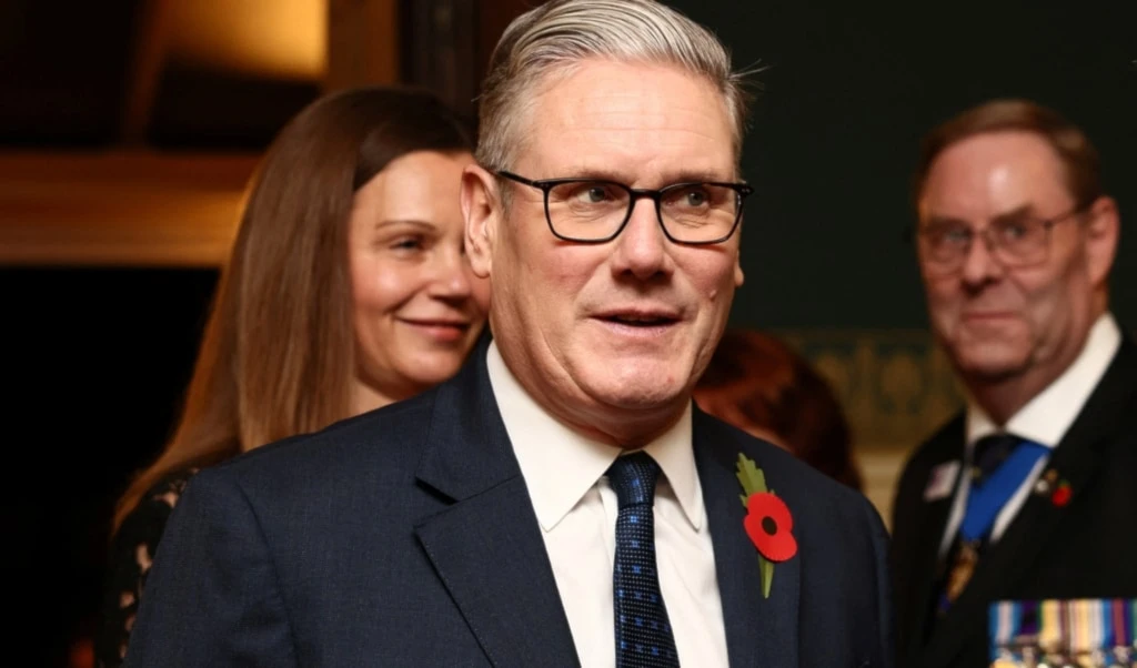 British Prime Minister Keir Starmer and his wife Victoria Starmer arrive at the Royal Albert Hall for the Royal British Legion Festival of Remembrance, in London, Saturday, November 8, 2025. (Jack Taylor, Pool Photo via AP)