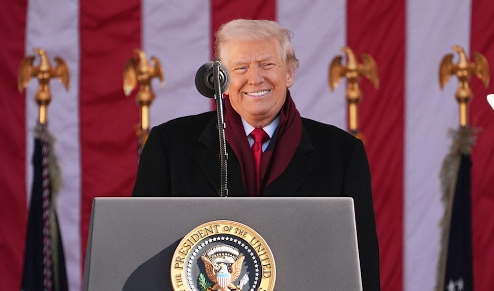 President Donald Trump speaks during an event to mark Veterans Day at Arlington National Cemetery, Tuesday, Nov. 11, 2025, in Arlington, Va. (AP)