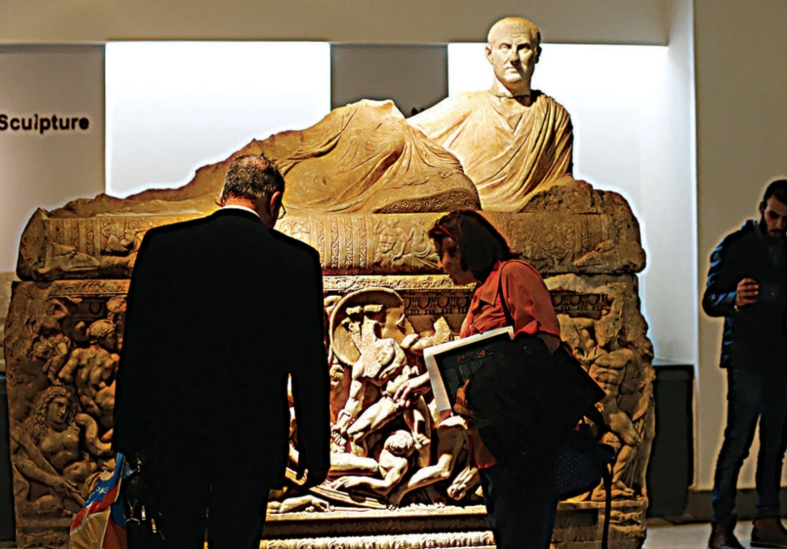 Visitors tour the antiquities museum in the Syrian capital Damascus on October 28, 2018. (Louai Beshara / AFP)