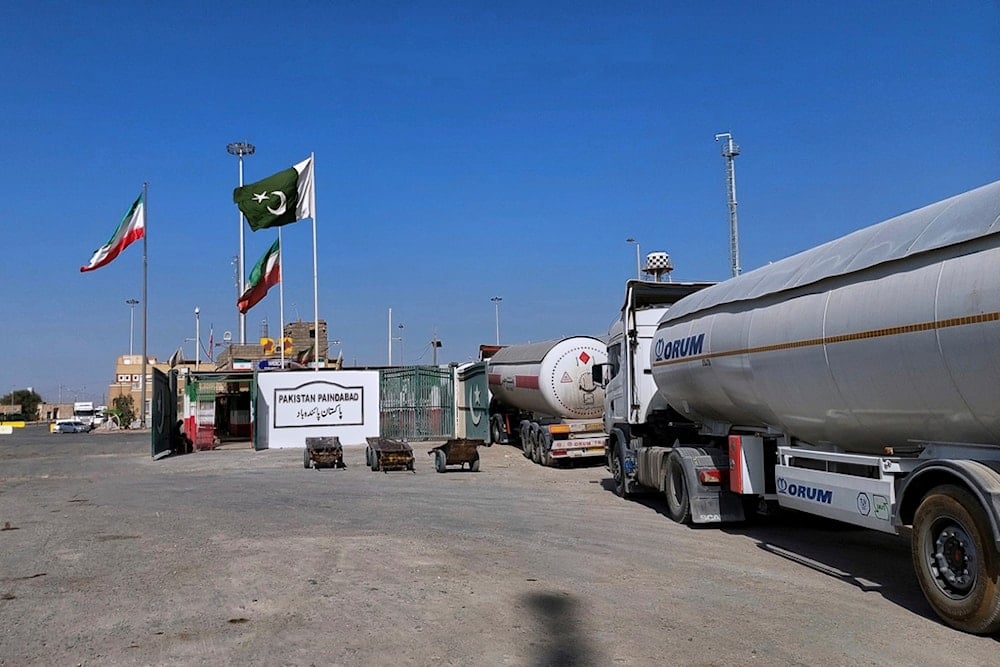Oil tankers enter Iran through Taftan, a joint border crossing point on Pakistan-Iran border, Thursday, June 19, 2025 (AP)
