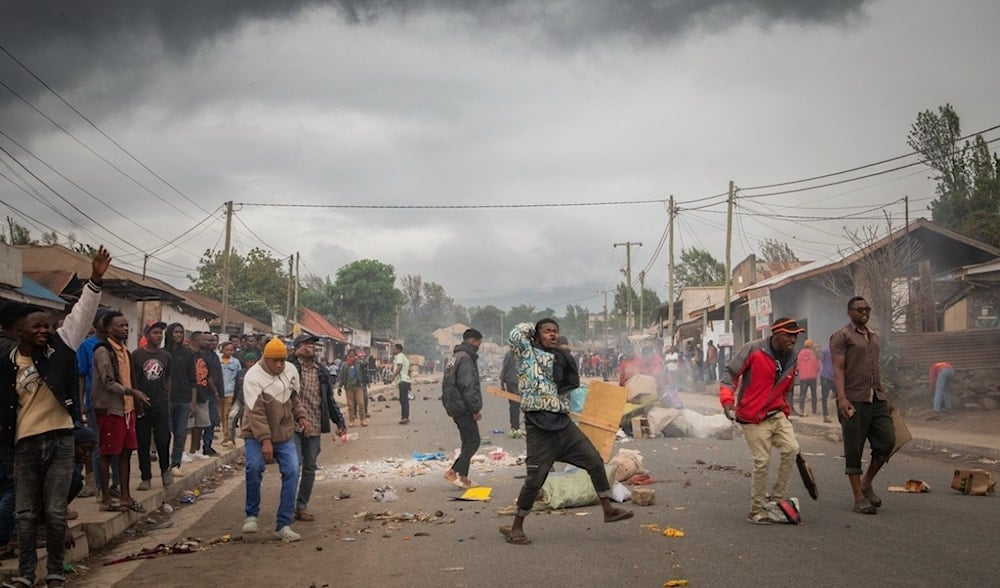  People protest a day after the general election following allegations of electoral irregularities in Arusha, Tanzania, Oct. 30, 2025. (AP)
