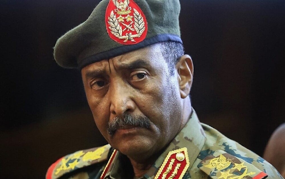 Sudanese Gen. Abdel Fattah al-Burhan speaks during a press conference at the General Command of the Armed Forces in Khartoum, on October 26, 2021. (Ashraf Shazly/AFP)