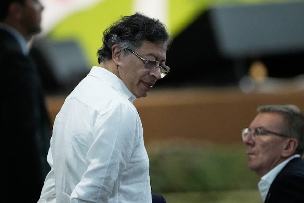 Colombia's President Gustavo Petro looks on prior to a plenary session at the COP30 U.N. Climate Summit, in Belem, Brazil, Thursday, November 6, 2025. (AP Photo/Eraldo Peres)