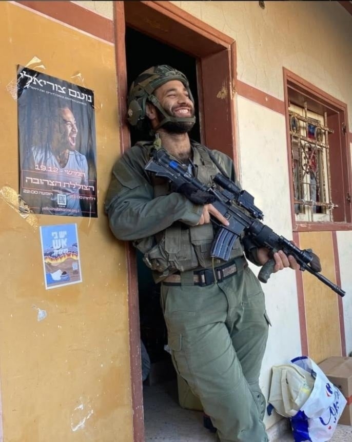 Israeli rapper and occupation soldier Noam Tsuriely while in Gaza on November 18, 2024 (social media) 