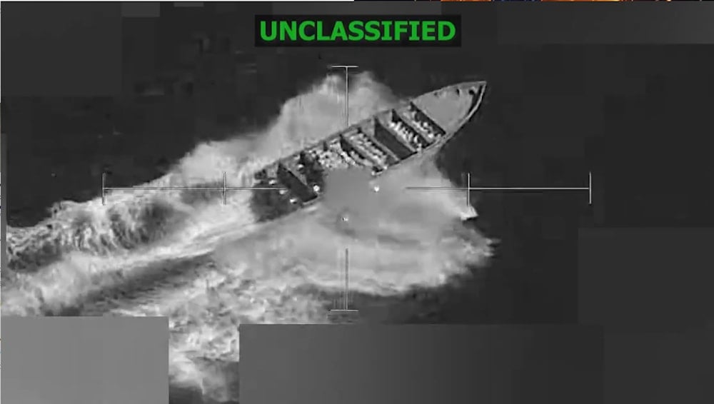 Screenshot from a video released on November 16, 2025 showing the US Southern Command's airstrike on an alleged drug vessel in the Eastern Pacific (X/@Southcom)