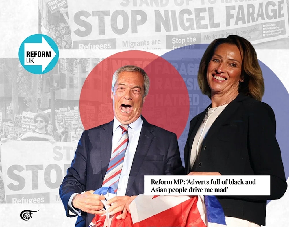 The rise of Reform is showing signs of faltering, with its unruly bunch of parliamentarians and councillors having quit or been fired either for being too extremist or not extremist enough. (Al Mayadeen English; Illustrated by Batoul Chamas)