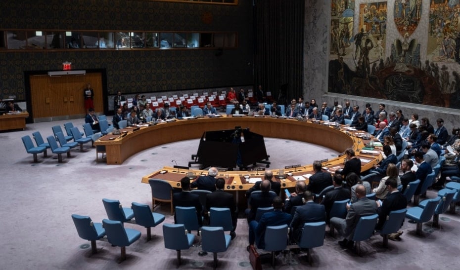 A general view shows a Security Council meeting at the U.N. headquarters, Sept. 23, 2025, at the United Nations. (AP)