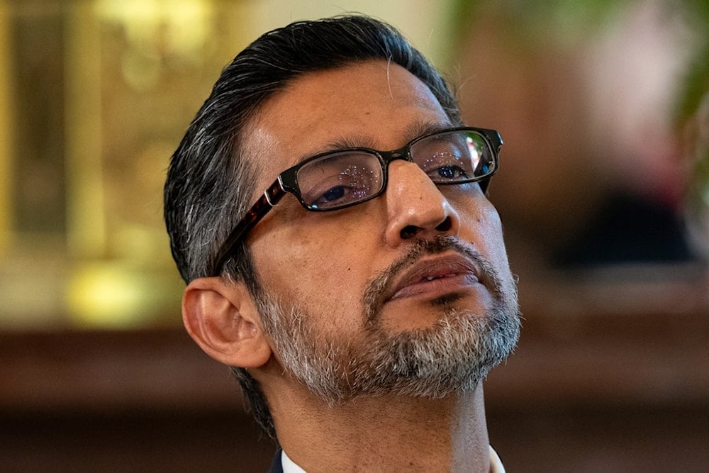 Sundar Pichai CEO of Google and Alphabet, listens during a meeting of the White House Task Force on Artificial Intelligence Education in the East Room of the White House, Thursday, September 4, 2025, in Washington. (AP Photo/Alex Brandon)