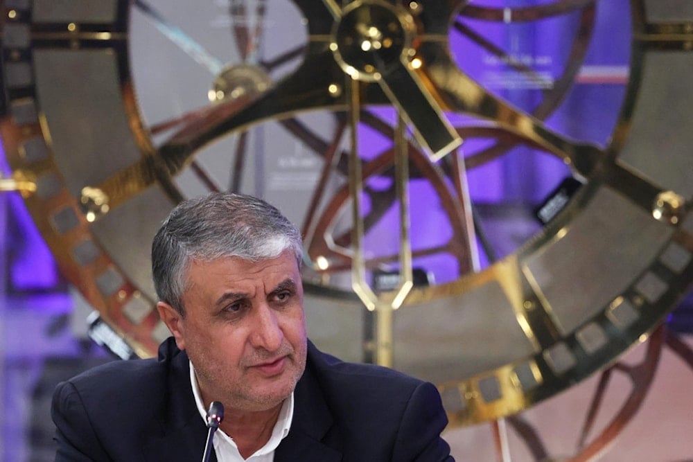 Mohammad Eslami, Iranian Vice President and the head of the Atomic Energy Organization of Iran (AEOI), speaks during a session at the World Atomic Week forum in Moscow, Russia, Thursday, September 25, 2025 (AP)
