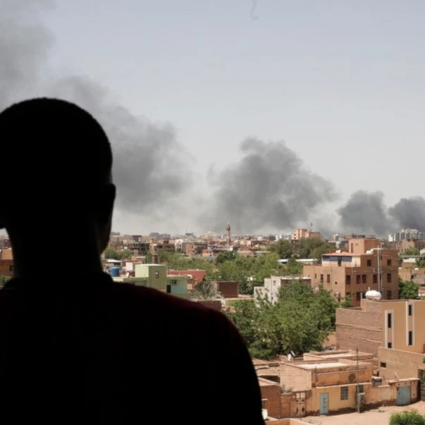 Smoke is seen in Khartoum, Sudan, Saturday, April 22, 2023. (AP)