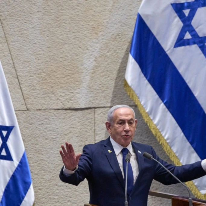 Israeli Prime Minister Benjamin Netanyahu addresses lawmakers in the Knesset, in occupied al-Quds, occupied Palestine, Monday, November 10, 2025 (AP)
