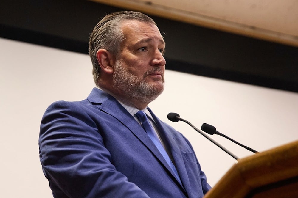 U.S. Sen. Ted Cruz, R-Texas, speaks with reporters about his visit in Mexico City, Friday, Aug. 29, 2025. (AP Photo/Megan Janetsky)
