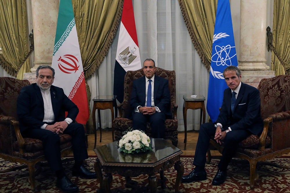 Egyptian Foreign Minister Badr Abdelatty, meets with his Iranian counterpart Abbas Araghchi, and the Director General of the International Atomic Energy Agency (IAEA), Rafael Grossi, at Tahrir Palace in Cairo, Egypt, Tuesday, Sept. 9, 2025 (AP)