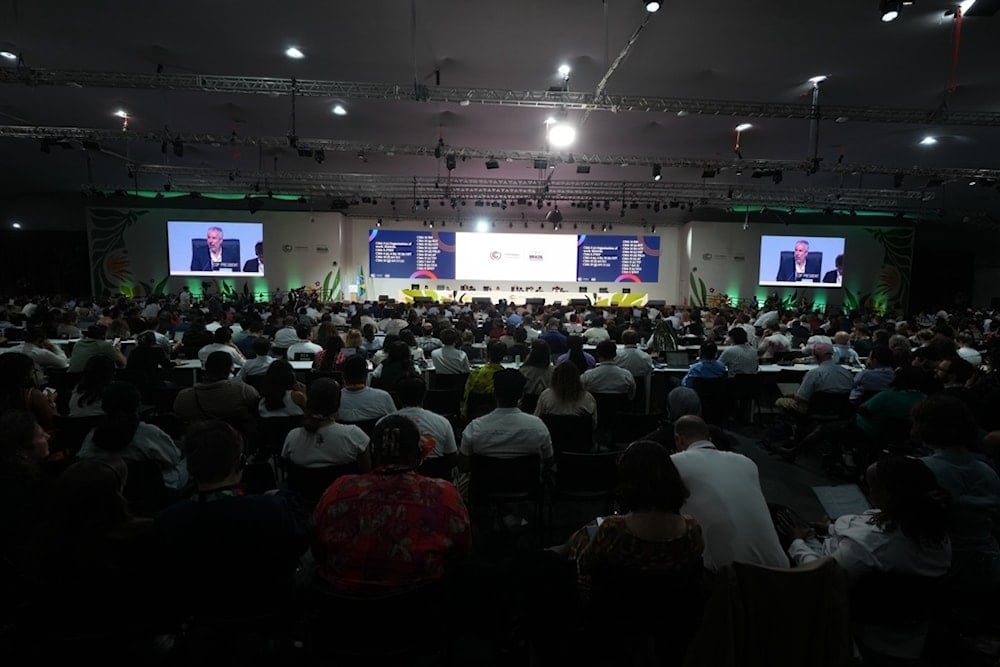 André Corrêa do Lago, COP30 president, speaks during a plenary session at the COP30 U.N. Climate Summit, Saturday, November 22, 2025, in Belem, Brazil. (AP Photo/Andre Penner)