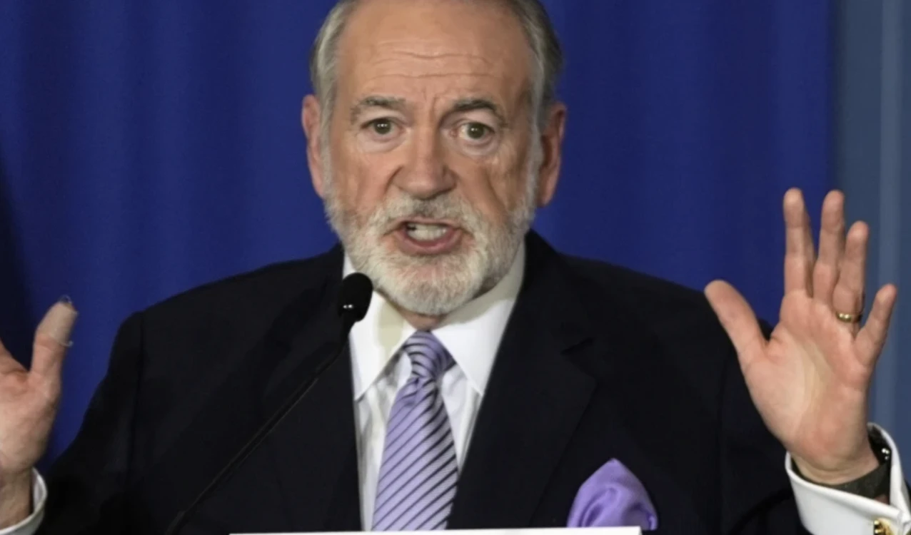 Mike Huckabee gestures as a campaign event at the Drexelbrook Catering & Event Center on October 29, 2024. (AP)