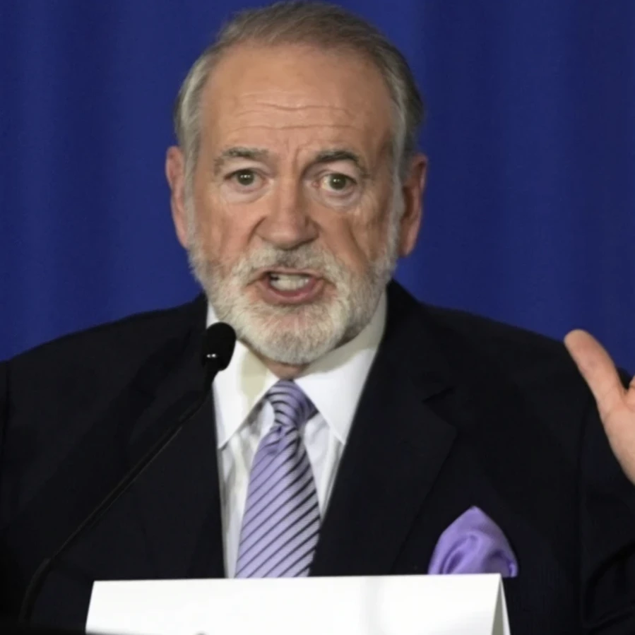 Mike Huckabee gestures as a campaign event at the Drexelbrook Catering & Event Center on October 29, 2024. (AP)