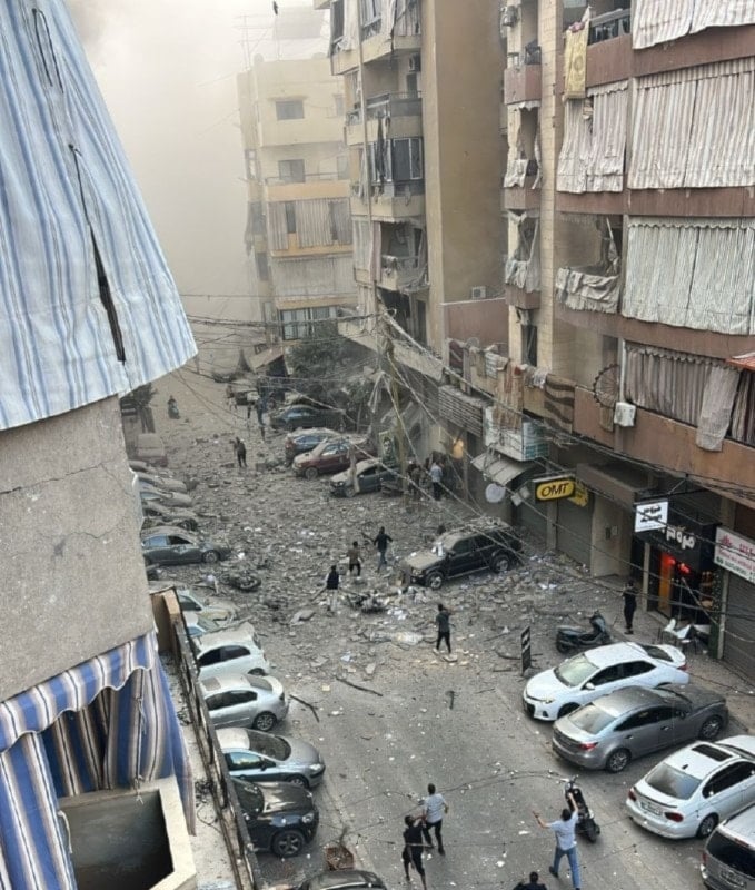 The aftermath of an Israeli airstrike on al-Areed street in the Southern Suburb of Beirut, Lebanon, November 23, 2025 (Social media)